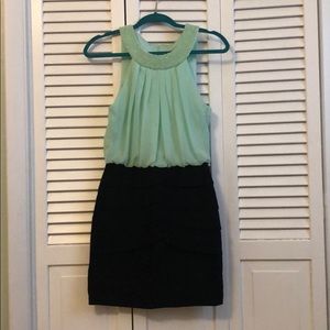 Green and Black Semi-Formal Dress